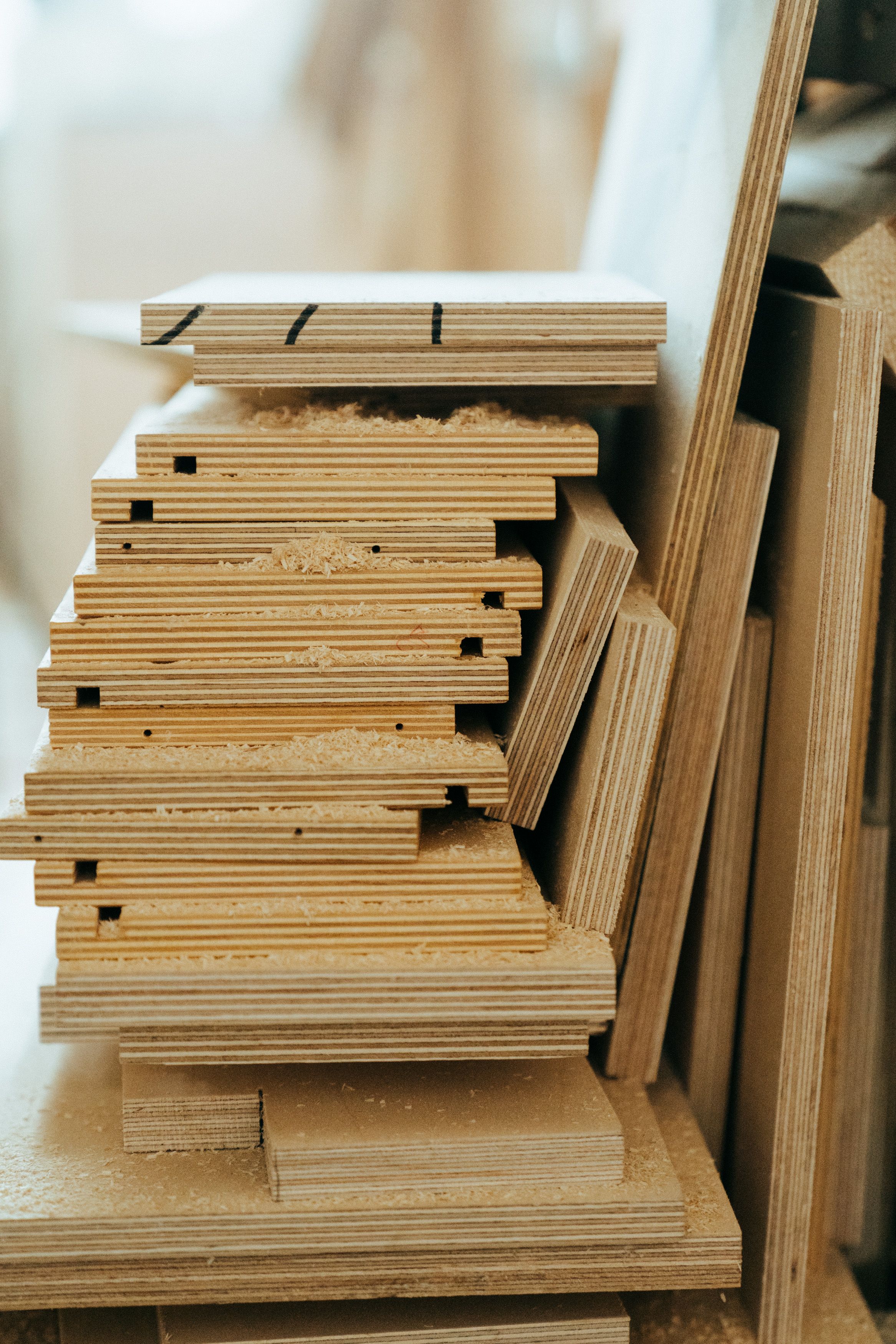 Illustrative stack of plywood sheets